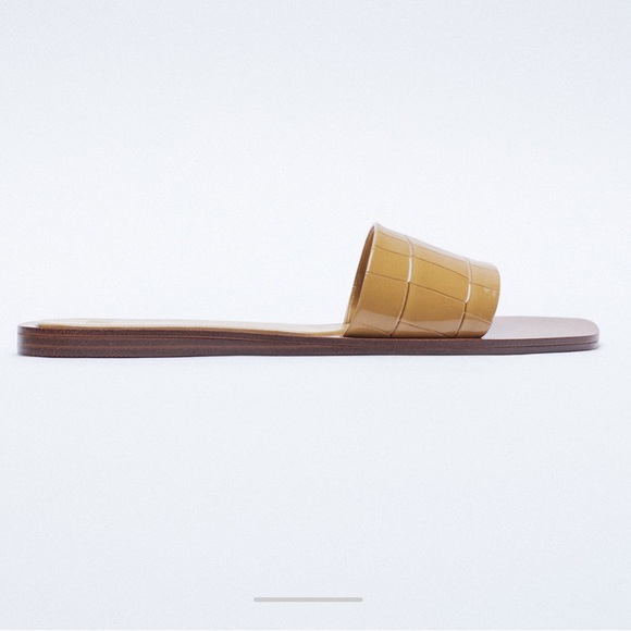 Faux Patent Leather Slide Sandals